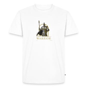 Lance Spartan Warrior Design en or - T-shirt Premium bio Homme - blanc - Devant - Nico (187cm)