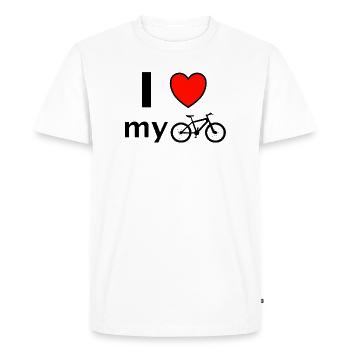 J’adore le cadeau de la phrase à vélo - T-shirt Premium bio Homme - blanc - Devant - Nico (187cm)