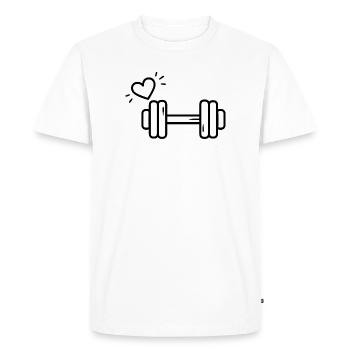 Passion Fitness Heart Dumbbell T-shirt - Men's Premium Organic T-Shirt - white - Front - Nico (187cm)