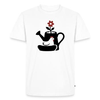 Watering Can Chicken Nest Graphic - Men's Premium Organic T-Shirt - white - Front - Nico (187cm)