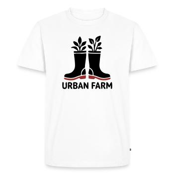 Logo des bottes en caoutchouc de ferme urbaine - T-shirt Premium bio Homme - blanc - Devant - Nico (187cm)