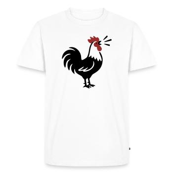 Rooster Crows Farm Logo - Men's Premium Organic T-Shirt - white - Front - Nico (187cm)