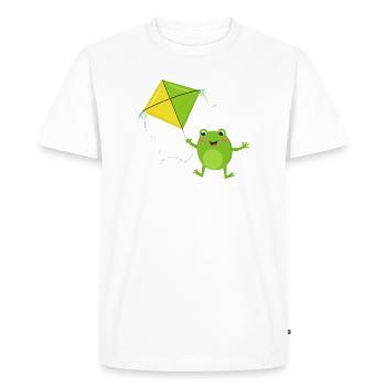 Green frog flies a kite – Fu - Men's Premium Organic T-Shirt - white - Front - Nico (187cm)