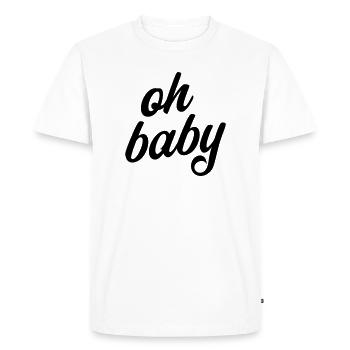 T-shirt Oh Bébé qui dit grossesse - T-shirt Premium bio Homme - blanc - Devant - Nico (187cm)