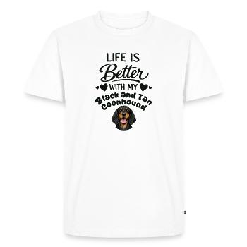 Life is better with my black tan - Men's Premium Organic T-Shirt - white - Front - Nico (187cm)