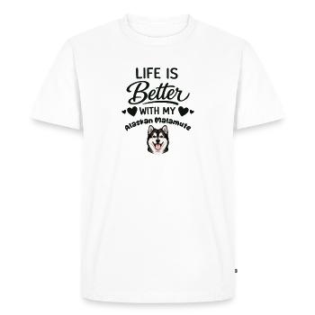 Life is better with my Alaskan - Men's Premium Organic T-Shirt - white - Front - Nico (187cm)