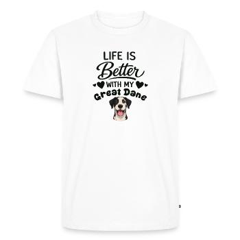 Life is better with my Great Dane - Men's Premium Organic T-Shirt - white - Front - Nico (187cm)
