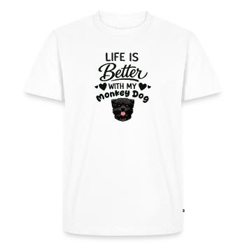 La vie est meilleure avec mon chien Affenpinscher - T-shirt Premium bio Homme - blanc - Devant - Nico (187cm)