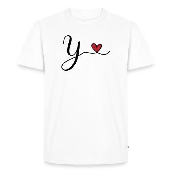 Conception initiale de monogramme en Y avec cœur - T-shirt Premium bio Homme - blanc - Devant - Nico (187cm)