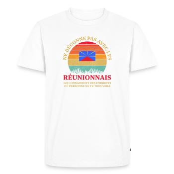 Ne Deconne Pas Avec Les Reunionnais Ils Connais... - T-shirt Premium bio Homme - blanc - Devant - Nico (187cm)