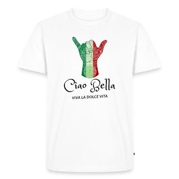 Italian Flag Tribal Horn Hand - Men's Premium Organic T-Shirt - white - Front - Nico (187cm)