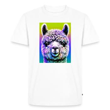 Alpaca - Men's Premium Organic T-Shirt - white - Front - Nico (187cm)