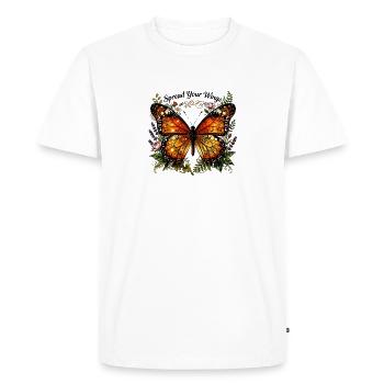 Déployez vos ailes : Papillon floral - T-shirt Premium bio Homme - blanc - Devant - Nico (187cm)