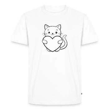 Cat with heart - Men's Premium Organic T-Shirt - white - Front - Nico (187cm)