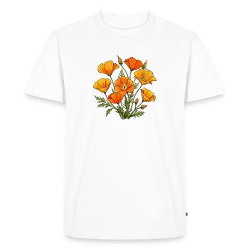 California Poppy - Men's Premium Organic T-Shirt - white - Front - Nico (187cm)