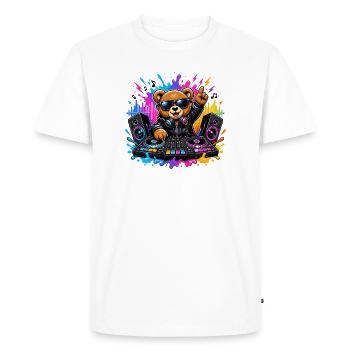 Teddy Bear DJ Neon Splash - T-shirt Premium bio Homme - blanc - Devant - Nico (187cm)