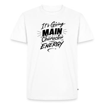 Cela donne de l’énergie au personnage principal – Assumez-le - T-shirt Premium bio Homme - blanc - Devant - Nico (187cm)