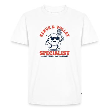 Tennis Retro Tennis Ball Serve & Volley Specialist - Men's Premium Organic T-Shirt - white - Front - Nico (187cm)