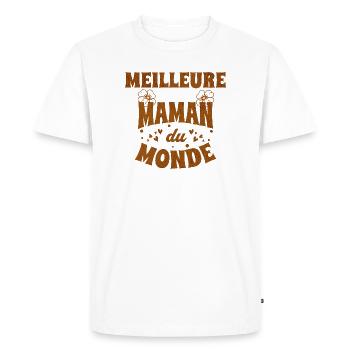 Meilleure Maman du Monde - cadeau pour mère - T-shirt Premium bio Homme - blanc - Devant - Nico (187cm)