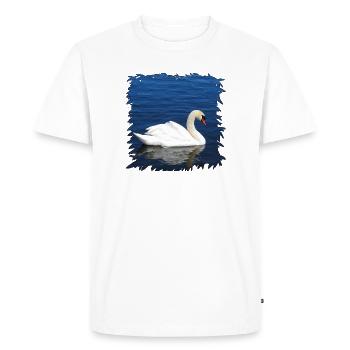 Cygne blanc sur l’eau bleue - T-shirt Premium bio Homme - blanc - Devant - Nico (187cm)