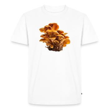 Chanterelles Orange Mushroom Colony Floral Pattern - Men's Premium Organic T-Shirt - white - Front - Nico (187cm)