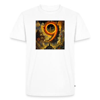 Fire-like nine in surreal landscape - Men's Premium Organic T-Shirt - white - Front - Nico (187cm)