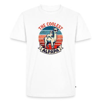 The Coolest Papa Retro Alpaca - Men's Premium Organic T-Shirt - white - Front - Nico (187cm)