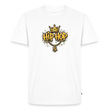 Hip Hop King - Gold Crown & Dollar Chain - T-shirt Premium bio Homme - blanc - Devant - Nico (187cm)