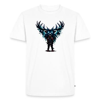 Guerrier de la Nuit aux Ailes Bleues - T-shirt Premium bio Homme - blanc - Devant - Nico (187cm)