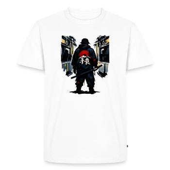 Ninja urbain avec Soleil Rouge - T-shirt Premium bio Homme - blanc - Devant - Nico (187cm)