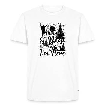 Randonnée et bière, c’est pour ça que je suis là - Mountain Hikin - T-shirt Premium bio Homme - blanc - Devant - Nico (187cm)