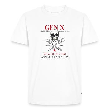 Gen X – Élevé à l’extérieur est resté dur - T-shirt Premium bio Homme - blanc - Devant - Nico (187cm)