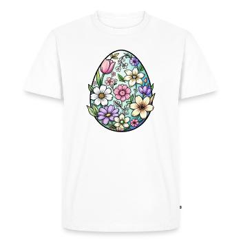 Floraison florale du jardin d’œufs - T-shirt Premium bio Homme - blanc - Devant - Nico (187cm)
