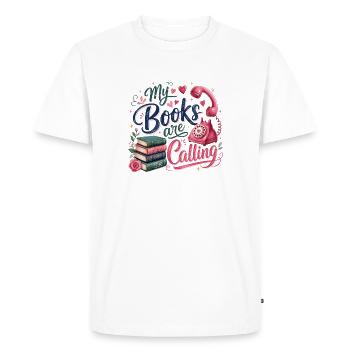 Mes livres m'appellent - T-shirt Premium bio Homme - blanc - Devant - Nico (187cm)