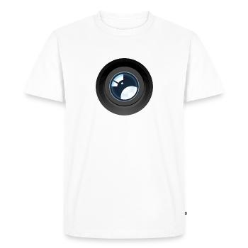 Objectif d’appareil photo graphique moderne à ouverture optique - T-shirt Premium bio Homme - blanc - Devant - Nico (187cm)