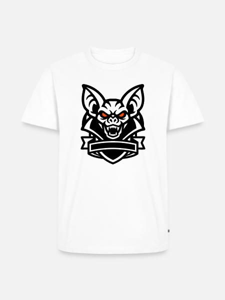 Fledermaus Maskottchen Logo - Männer Premium Bio T-Shirt - Weiß