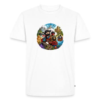 Little ninja adventure train through jungle sea - Men's Premium Organic T-Shirt - white - Front - Nico (187cm)