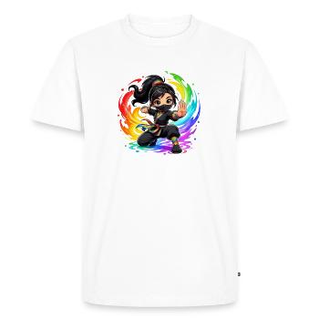 Rainbow Ninja in Paint Swirl - Men's Premium Organic T-Shirt - white - Front - Nico (187cm)