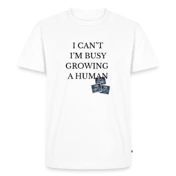 occupé à faire grandir un humain - T-shirt Premium bio Homme - blanc - Devant - Nico (187cm)