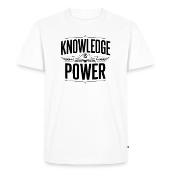 LA CONNAISSANCE, C’EST LE POUVOIR - T-shirt Premium bio Homme - blanc - Devant - Nico (187cm)