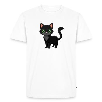 Cute black cat - Men's Premium Organic T-Shirt - white - Front - Nico (187cm)