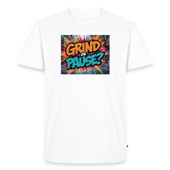 Grind ou pause ? Graffiti graphique - T-shirt Premium bio Homme - blanc - Devant - Nico (187cm)