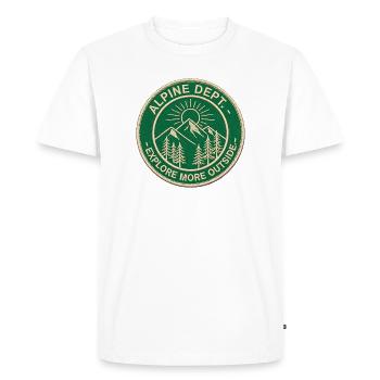 Département Alpine - Explorez plus à l’extérieur - Retro Patch - T-shirt Premium bio Homme - blanc - Devant - Nico (187cm)