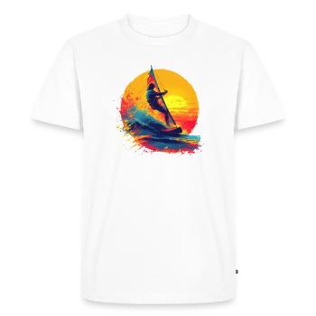 Planche à voile à l’ancienne - T-shirt Premium bio Homme - blanc - Devant - Nico (187cm)