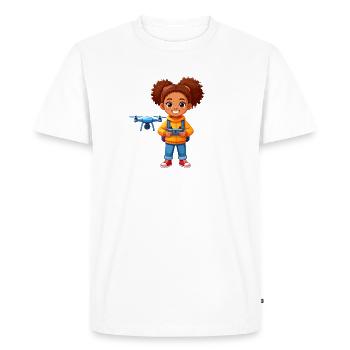 Petit pilote pilotant un drone volant – technologie - T-shirt Premium bio Homme - blanc - Devant - Nico (187cm)