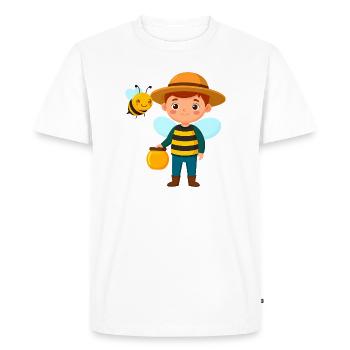 Garçon comique en apiculteur avec abeille et miel – motif - T-shirt Premium bio Homme - blanc - Devant - Nico (187cm)