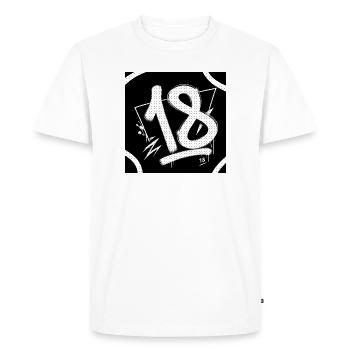 18 Chiffres en demi-ton graffiti - T-shirt Premium bio Homme - blanc - Devant - Nico (187cm)
