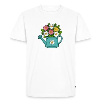Arrosoir bouquet de fleurs - T-shirt Premium bio Homme - blanc - Devant - Nico (187cm)