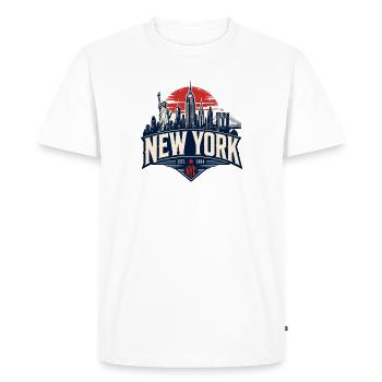 Graphisme rétro de la Skyline de New York - T-shirt Premium bio Homme - blanc - Devant - Nico (187cm)