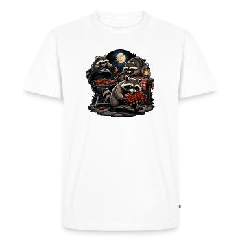 Soirée barbecue nocturne de ratons laveurs - T-shirt Premium bio Homme - blanc - Devant - Nico (187cm)